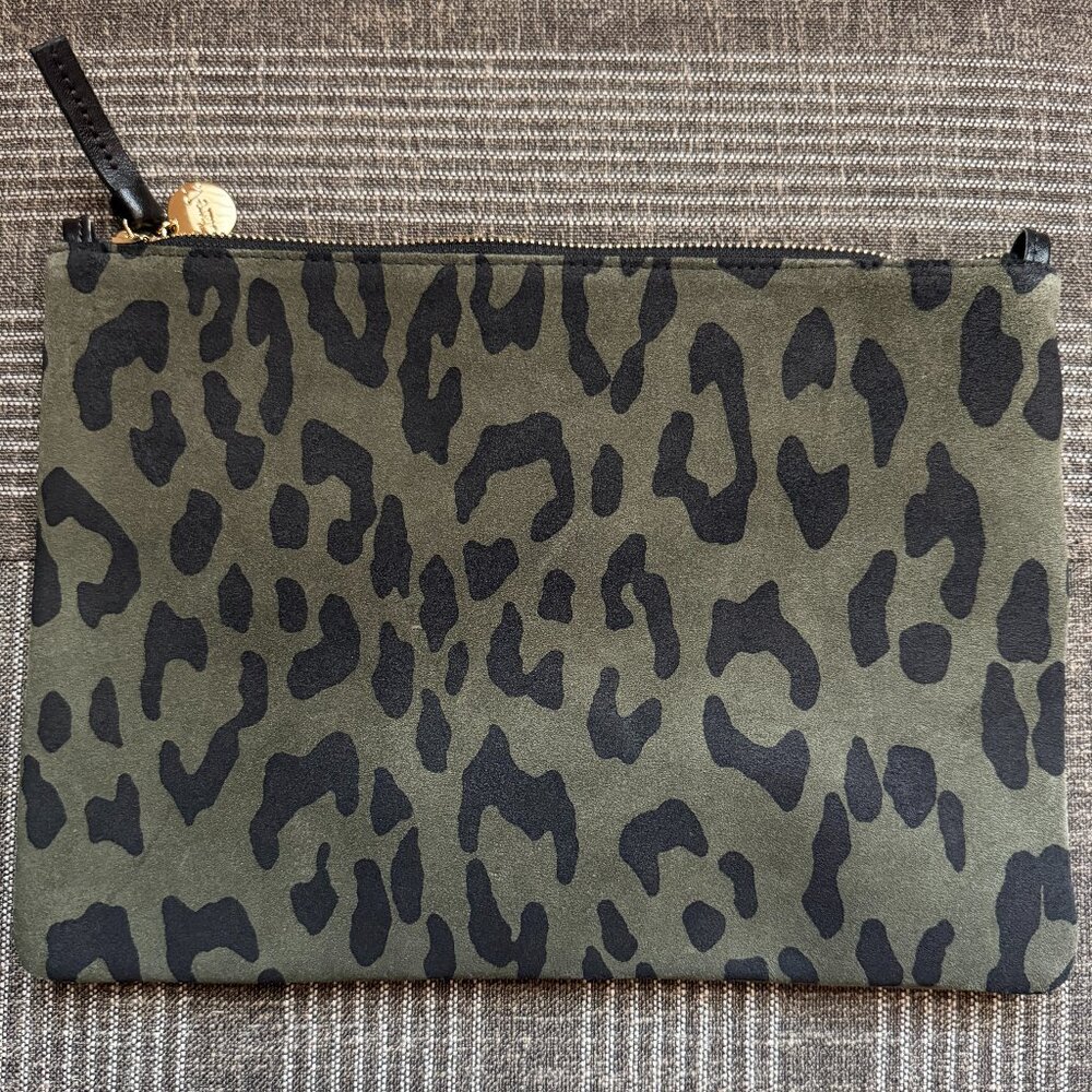 Clare V Flat Clutch with Tabs Leopard